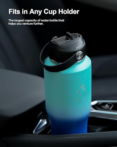 BUZIO 40oz Insulated Tumbler with Handle and Straw Lid, Black M702