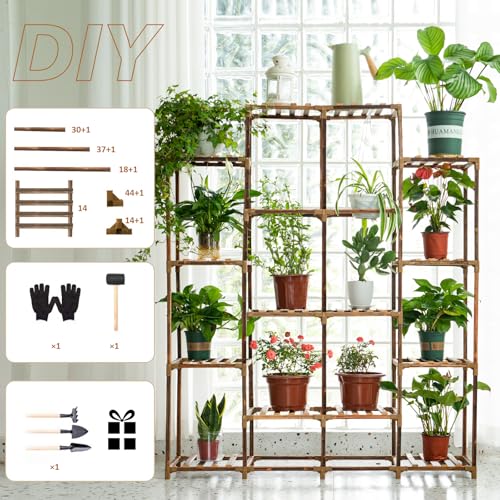 Uneedem Plant Stand Indoor Outdoor, 10-Tier Tall Plant Shelf for Multiple Plants A6522