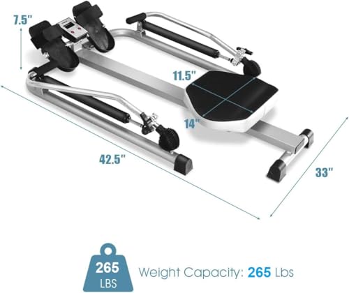 GYMAX Rowing Machine for Home, 265LBS Capacity, Adjustable Resistance, LCD Monitor B808