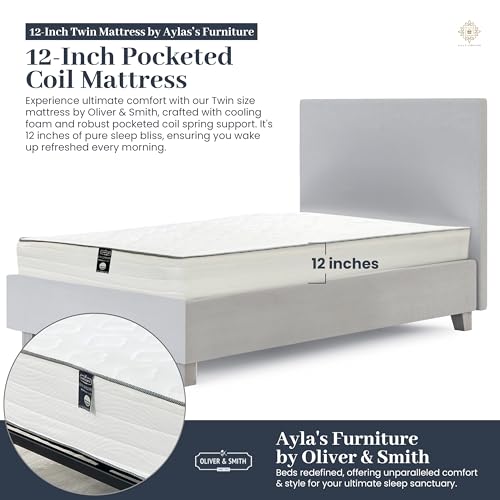 Twin Bed Mattress 12 Inch Hybrid with Pocketed Coils and Comfort Foam K18116