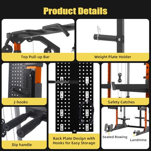 Power Cage 2000Lbs Capacity Power Rack with Cable Crossover O122915