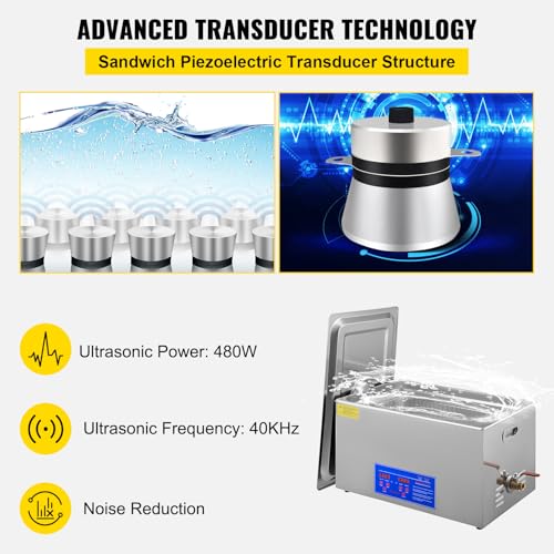 VEVOR Commercial Ultrasonic Cleaner 6L 40kHz with Digital Timer & Heater 110V Q7418