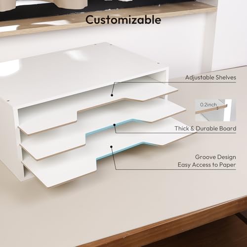 12x18 Wooden Construction Paper Organizer, 6-Tier Desktop File Sorter T909341