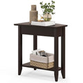 Giantex Wedge End Table, Triangle Side Table with Storage Shelf and Solid Wood Legs, Recliner Table, 24.5" Tall Nightstand, Modern Narrow Accent Table for Small Space Living Room, Espresso