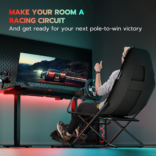 ARES WING Foldable Racing Simulator Cockpit with Seat, Compatible with Fanatec, Thrustmaster, Logitech, Moza P1582