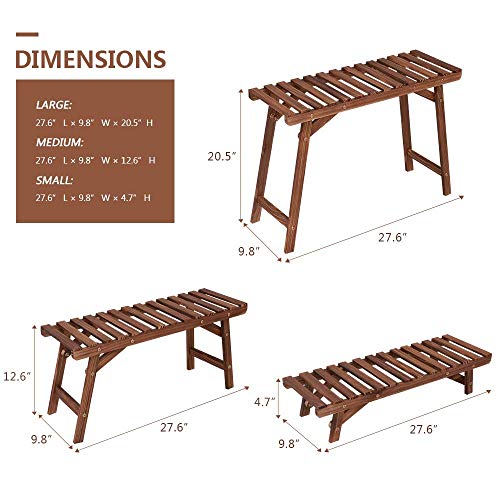 Ufine Freestanding 3 Tier Ladder Shelf Wood Plant Stand P18303