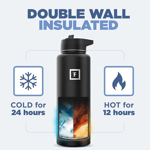 IRON °FLASK Stainless Steel Insulated Water Bottle with 3 Lids, 40 oz U19688