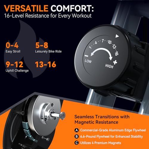 Foldable Exercise Bike with 16-Level Magnetic Resistance for Home T532