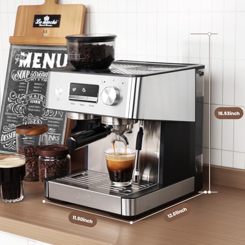 Gevi Espresso Machine with Grinder & Milk Frother, 20 Bar G45353