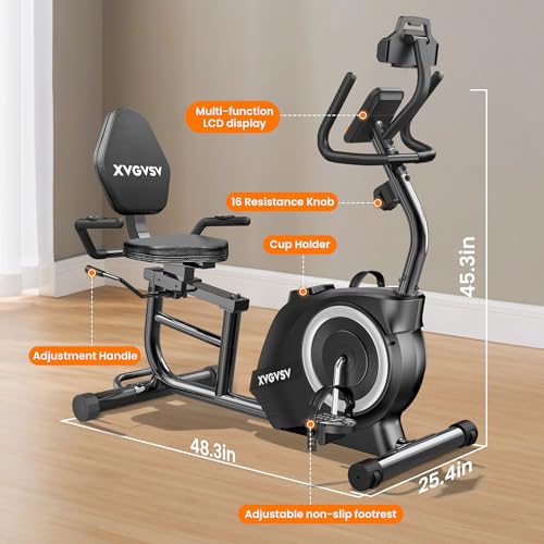 Recumbent Exercise Bike for Home, Quiet Stationary Bike for Adults & Seniors, 400LB Capacity X156547
