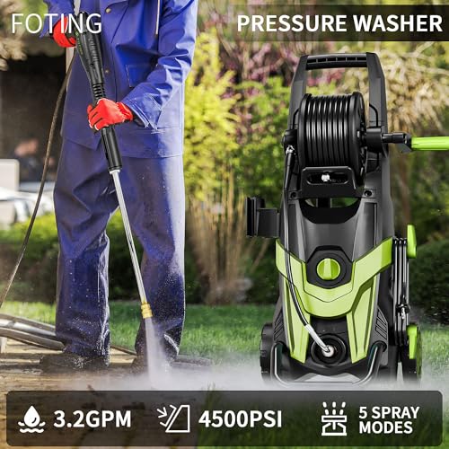 Electric Pressure Washer 4500 PSI 3.2 GPM with 4 Nozzles and Foam Cannon G786027