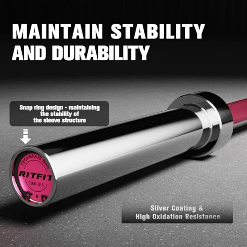 RITFIT Olympic Barbell 4ft/6ft 2 Inch Weight Bar for Strength Training, 500lbs Capacity F369