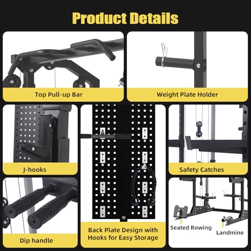 Power Cage 2000Lbs Capacity Power Rack with Cable Crossover O122915