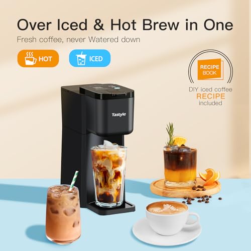 Mini Hot and Iced Coffee Maker Single Serve for K Cup and Ground, Classic Black O715039