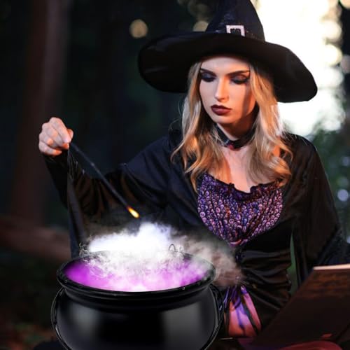 Halloween Decorations 12" Witch Cauldron with Mist Maker and LED Lights J747