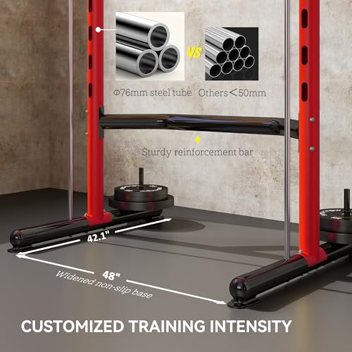 Soozier Squat Rack with Pull-Up Bar, Adjustable Power Rack for Home Gym I377