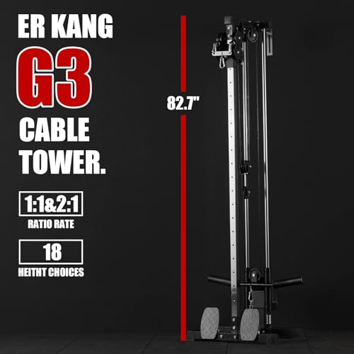 ER KANG Wall Mount Cable Station with Dual Pulley System for Home Gym Q918872