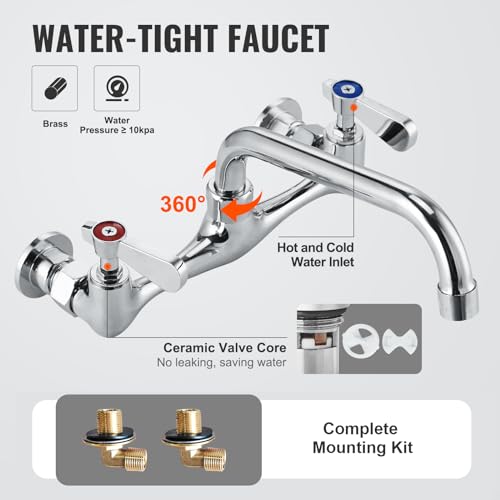 VEVOR Stainless Steel Prep & Utility Sink with Faucet and Legs, 21"x18" Single Bowl L5070