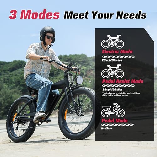 E2/K20 Electric Bike for Adults, 48V 13Ah/15Ah, 750/1000W Peak, 20"/26" Fat Tires Z839544