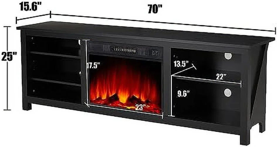 KHBIULIFE Fireplace TV Stand Wood Texture Entertainment Center with Electric Fireplace J405