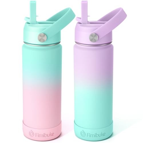 Fimibuke Kids Insulated Water Bottle 18oz with Straw, 2 Pack Ocean Life X374824