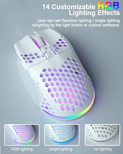 SM600 White Wireless Gaming Mouse, 8000 DPI Tri-Modes RGB E7535