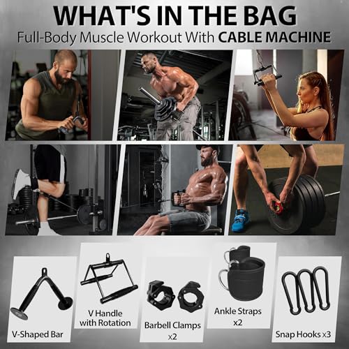 Mikolo Smith Machine 2200lbs Squat Rack with Lat Pulldown & Cable Crossover E219