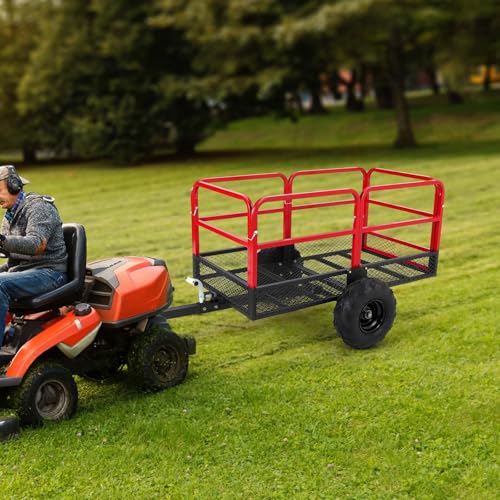 ATV Trailer Dump Cart Tow Behind, 1500 LBS Heavy Duty Steel Yard Wagon U286019