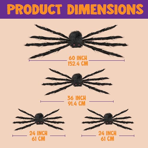 JOYIN 4 Packs Halloween Outdoor Spider Decorations, Black W76054