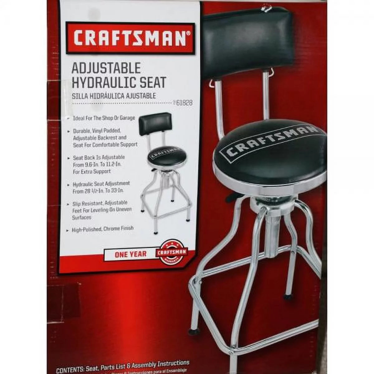 Craftsman Adjustable Hydraulic Seat Stool, Black Q163889
