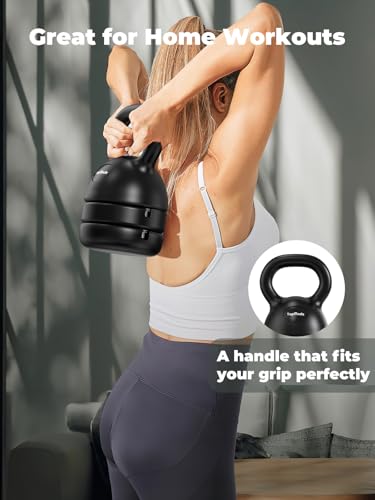 TopMade Adjustable Cast Iron Kettlebell Set for Home Gym Workout C247925