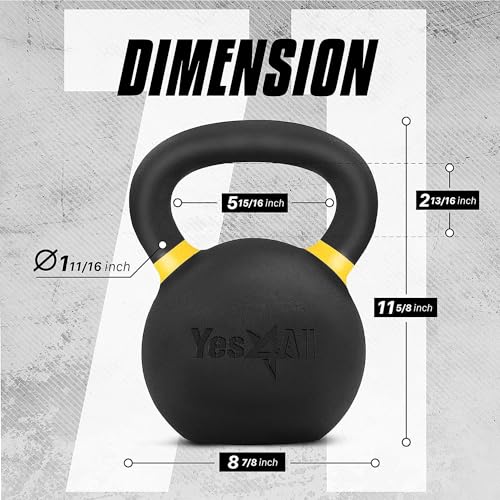 Yes4All Powder Coated Cast Iron Kettlebell Weight Set for Home Gym N15817