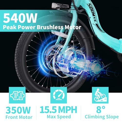 Electric Tricycle 20" Folding 350W Step-Thru for Adults with Removable Battery J2379