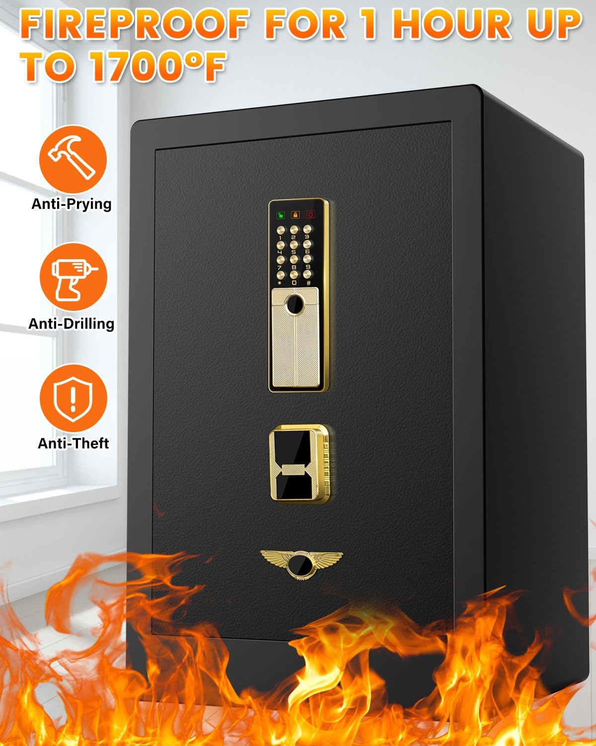 Fireproof Safe Box 5.0 Cuft with Digital Key Lock for Home D321174