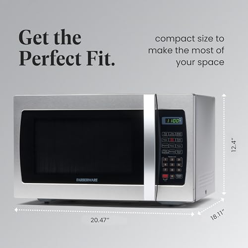 Farberware Countertop Microwave 1000W 1.1 cu ft Black Stainless Steel P5805