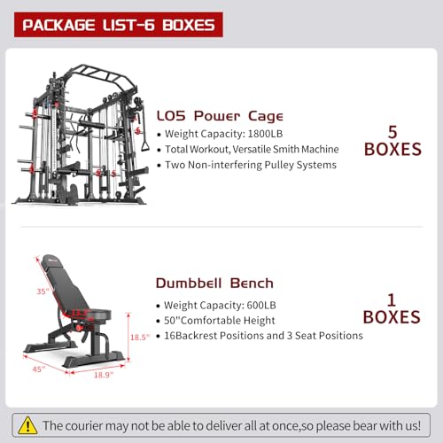 Power Cage Smith Machine Power Rack with Cable Crossover for Home Gym X175525