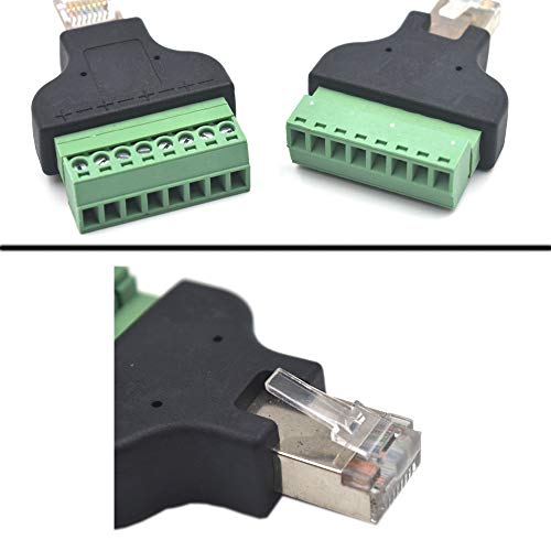 2-pack RJ45 Ethernet to AV 8 Pin Screw Terminal Adapter J39558