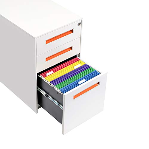 Laura Davidson Furniture Stockpile Square Mobile 3 Drawer File Cabinet, White/Bright Blue T4062