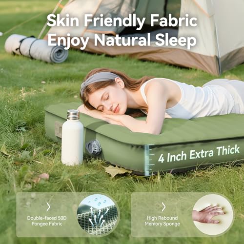Self Inflating 4" Memory Foam Sleeping Pad with Built-in Electric Pump for Camping C265