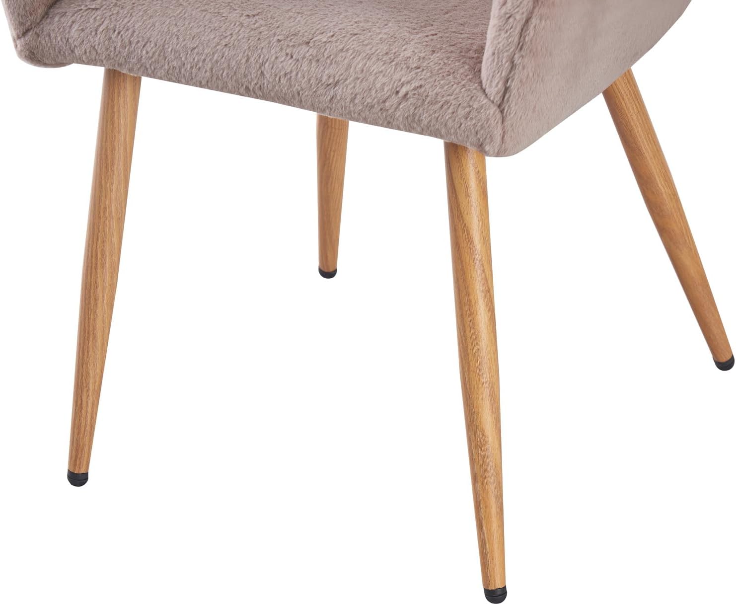 Faux Fur Side Reception Chair with Wood Metal Legs, Grey X186