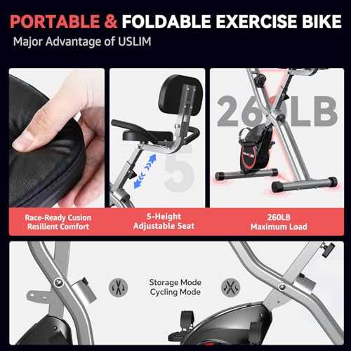 Foldable Exercise Bike with 16-Level Magnetic Resistance for Home T532
