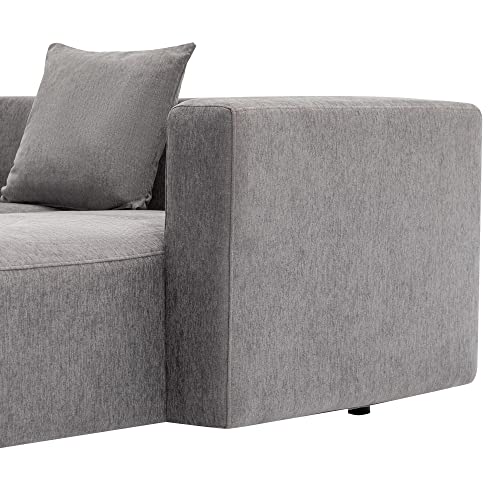 110.2" L-Shape Curved Sofa with Extra Chaise, Chenille Upholstery Sectional Couch C717