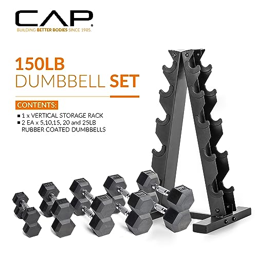 CAP Barbell Dumbbell Set with Rack 150lbs P25267