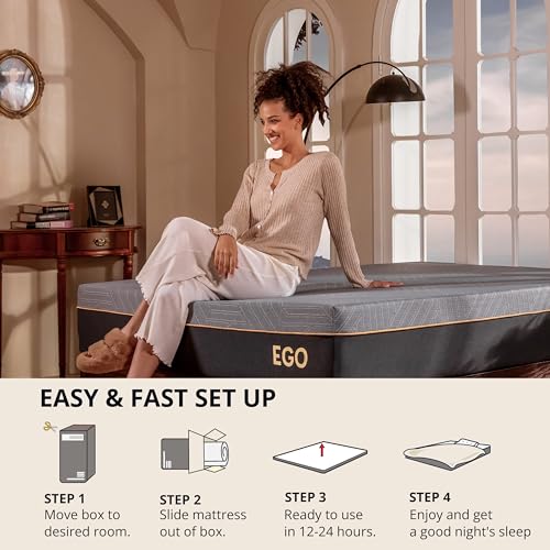 EGOHOME 14 Inch King Size Memory Foam Mattress, Cooling Copper Gel, Medium Firm L623776