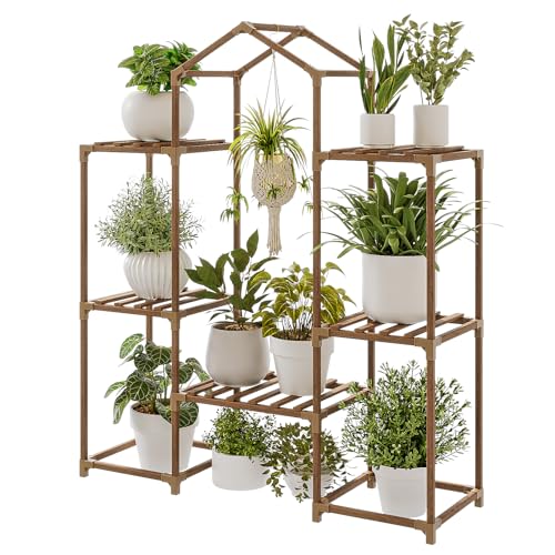 Bamworld Plant Stand Indoor Outdoor Wood Plant Rack 3 Tier Ladder D51744
