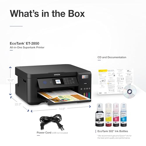 Epson EcoTank ET-2850 Wireless All-in-One Supertank Printer (Renewed) N67134