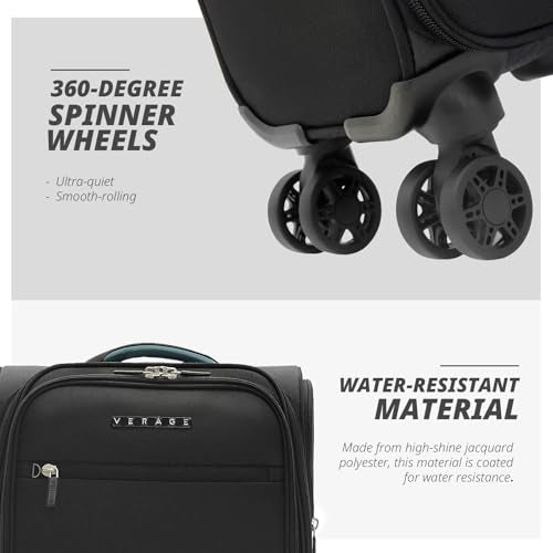 Verage Under Seat Luggage with Wheels, Softside Spinner Carry On, Navy 14-Inch A51804
