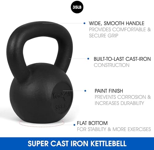 Yes4All 5-80 lbs Cast Iron Kettlebell for Strength Training M7531
