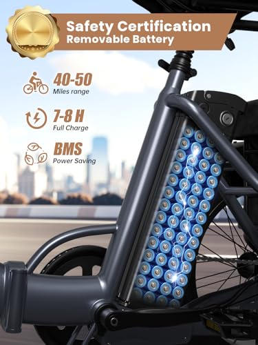 Electric Tricycle for Adults 960W Peak, 36V 15AH Battery, 50 Miles Range, 20" Fat Tire J900456