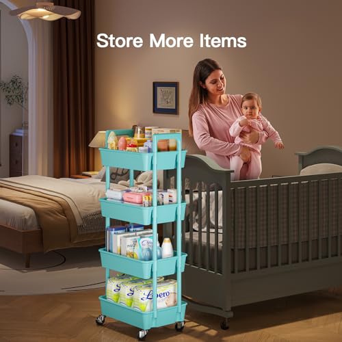 Pipishell 3 Tier Rolling Cart Organizer with Lockable Wheels, White K43271